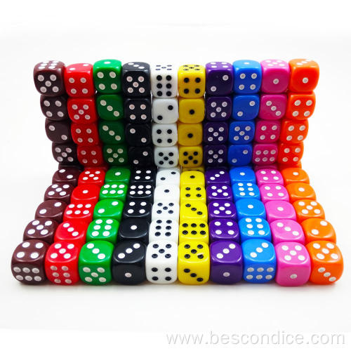 Wholesale D6 Board Game Playing Dice 16MM Pipped Dice Solid Colors